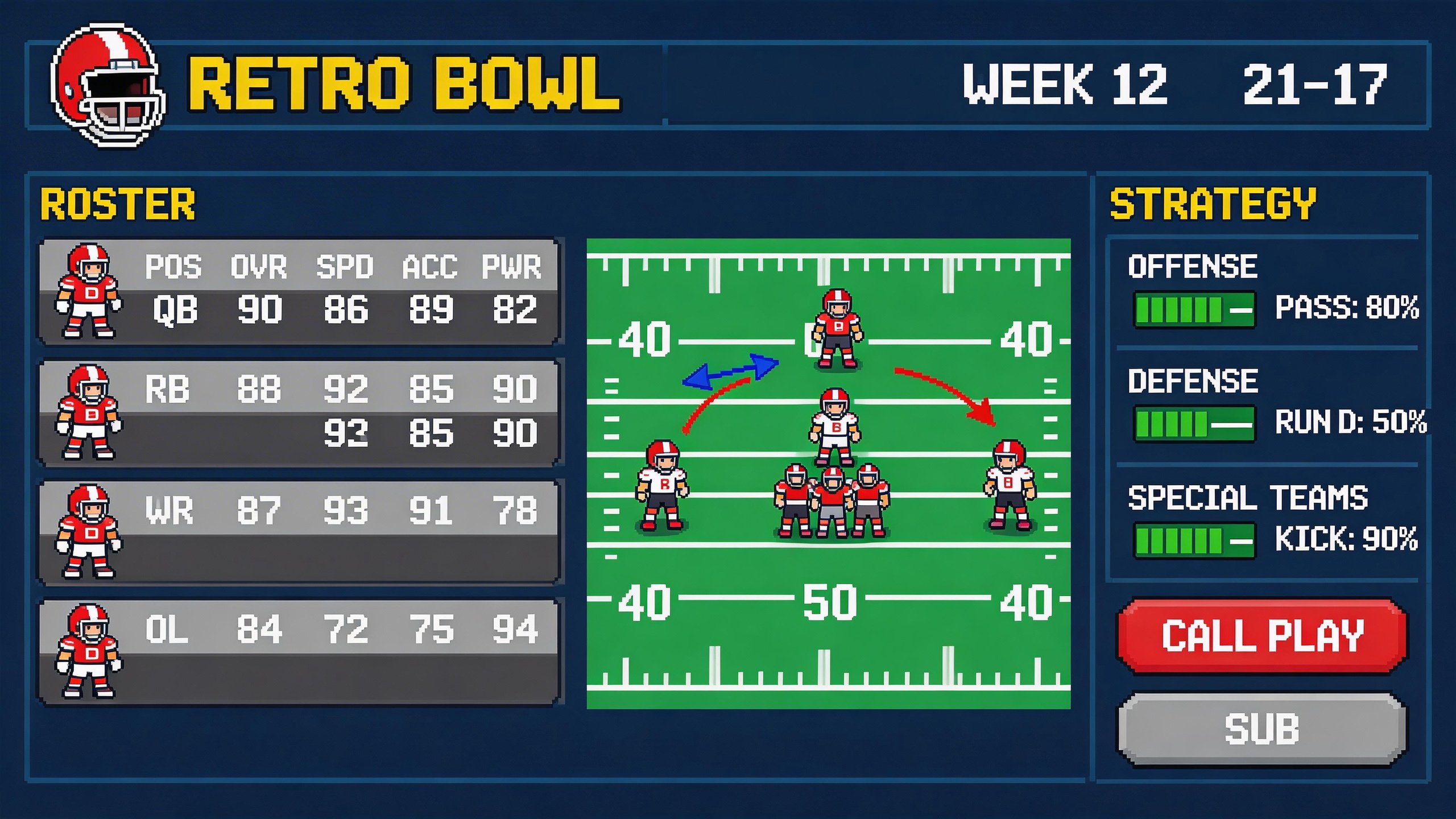 Retro Bowl team management